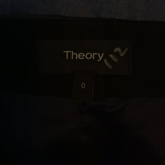 Theory Navy Ocean 100% Lamb Leather Clean Pencil Skirt Size 0 - Picture 6 of 7